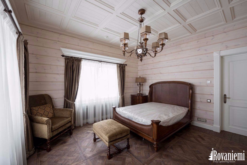 Спальня - интерьер финского деревянного дома Rovaniemi